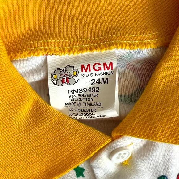 Vintage 90s MGM Kid's Fashion 3-Piece Overalls Set Boys 24M Corduroy Dino Print - Picture 8 of 10